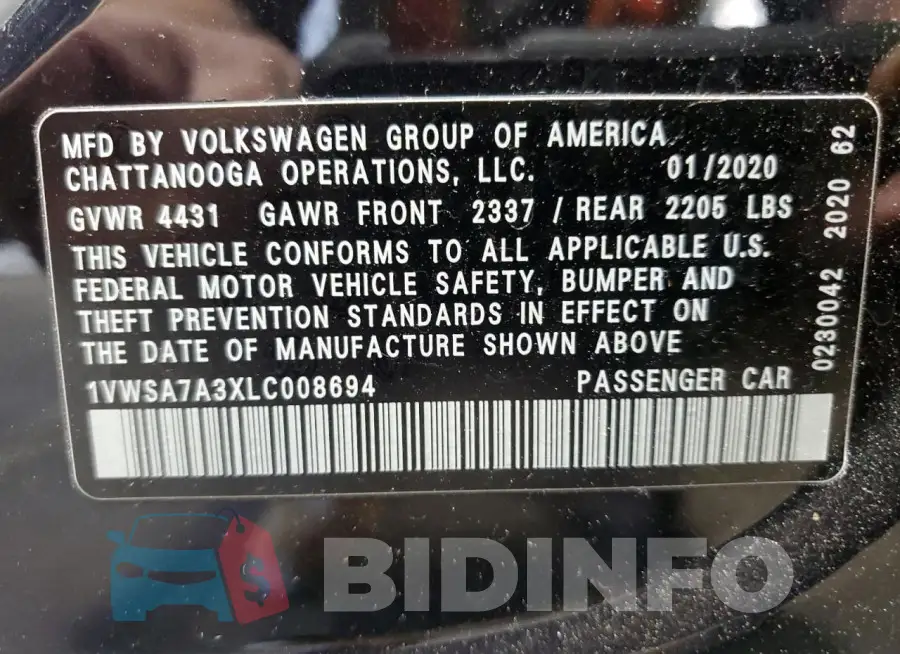 1VWSA7A3XLC008694 Photo# 12