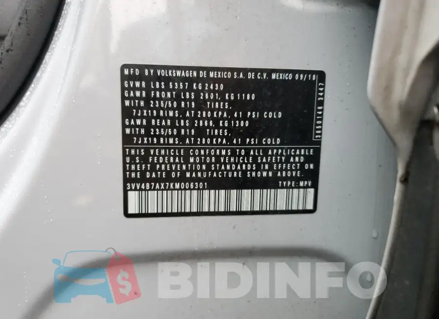 3VV4B7AX7KM006301 Photo# 12