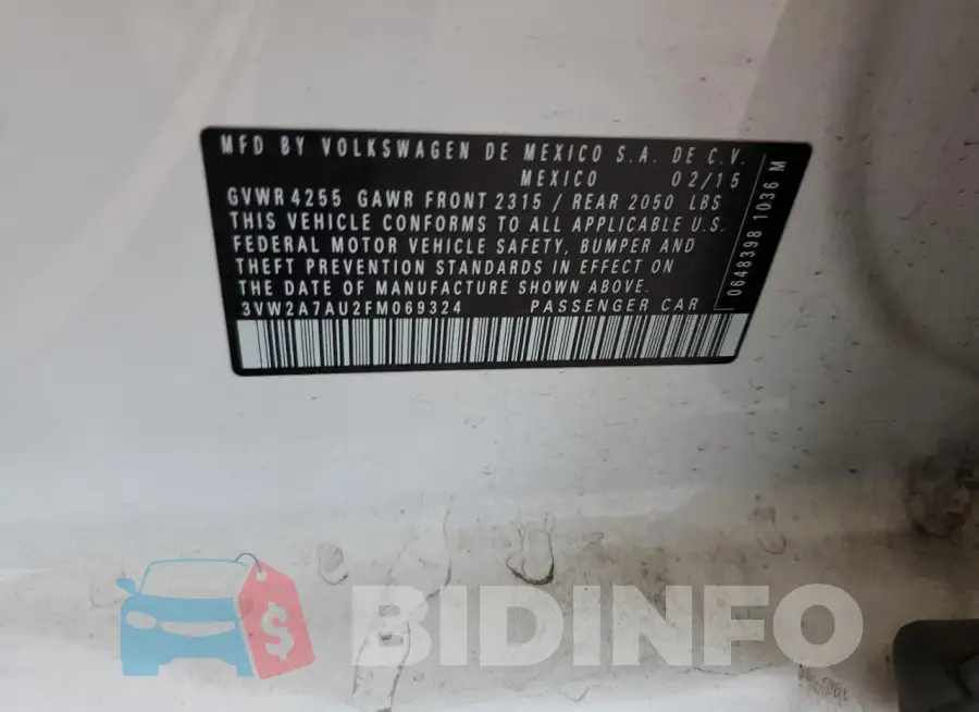 3VW2A7AU2FM069324 Photo# 12
