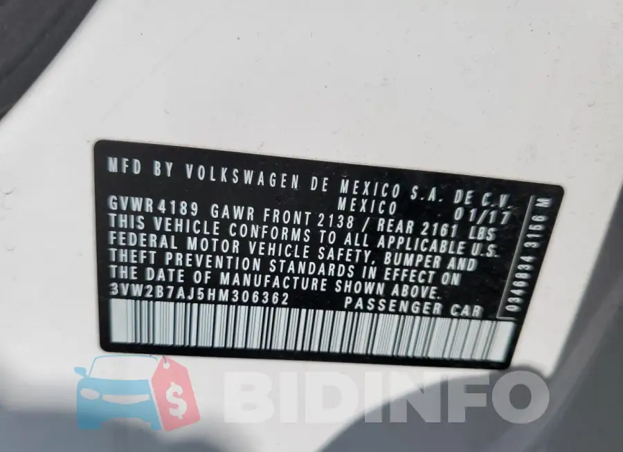 3VW2B7AJ5HM306362 Photo# 12