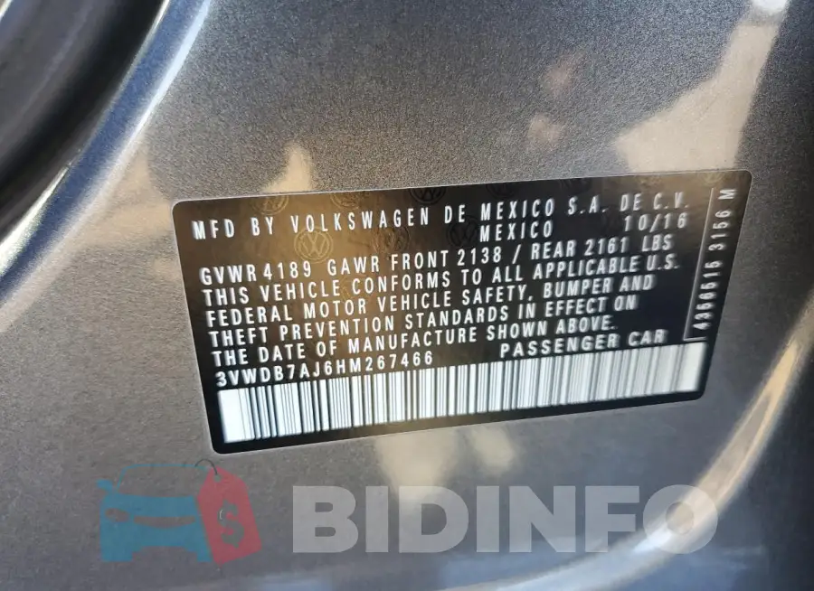 3VWDB7AJ6HM267466 Photo# 12