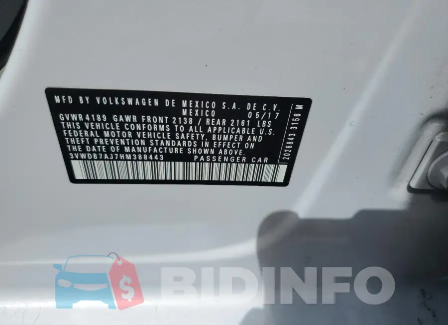 3VWDB7AJ7HM388443 Photo# 12