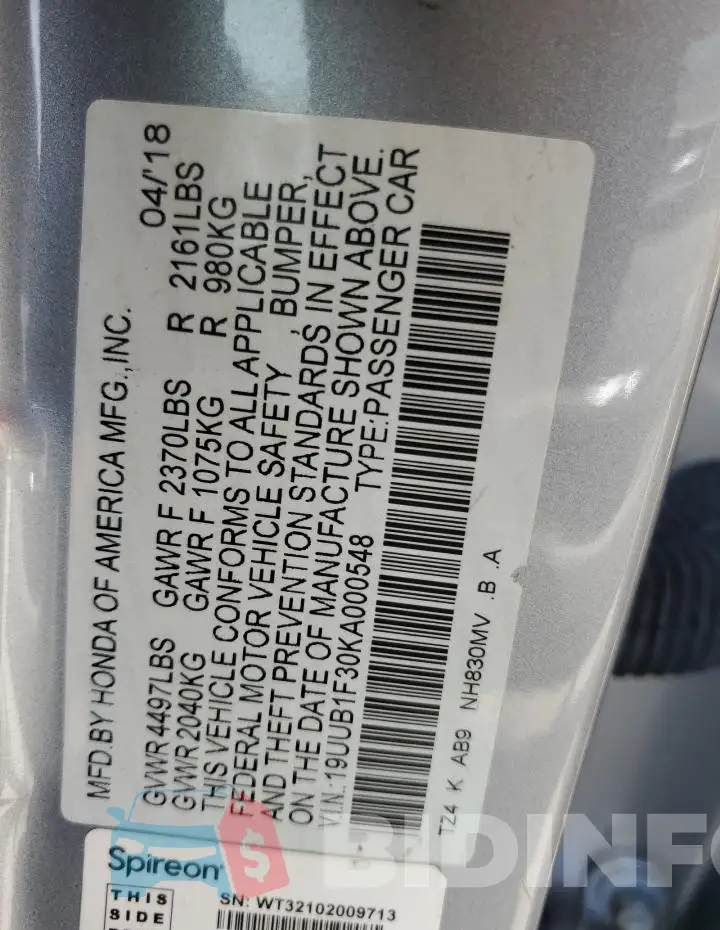 19UUB1F30KA000548 Photo# 12