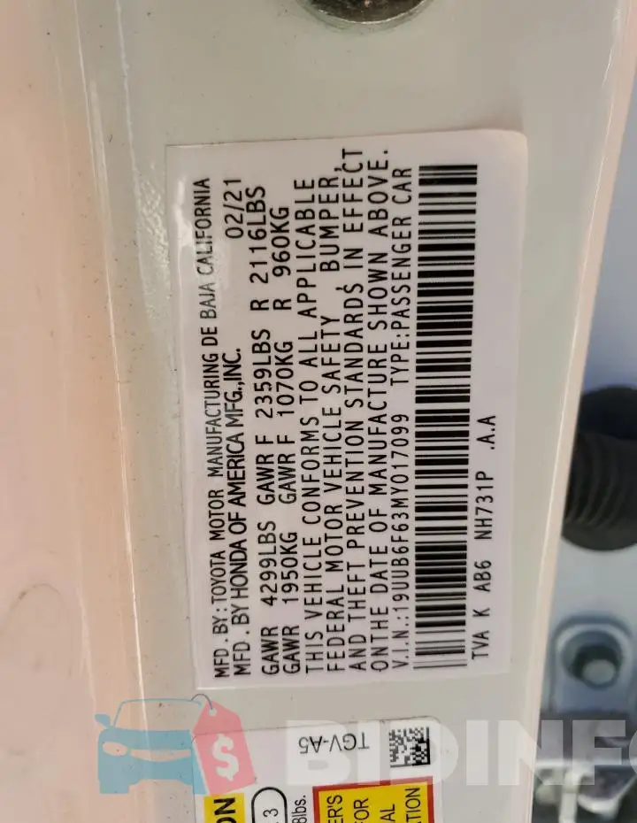 19UUB5F53MA017002 Photo# 12