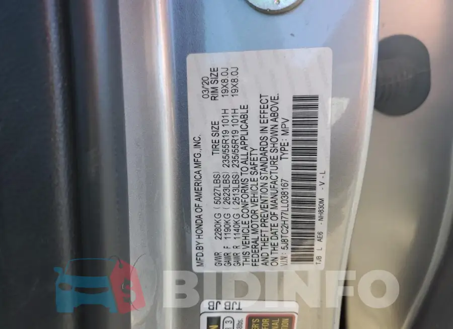 5J8TC2H77LL038167 Photo# 13