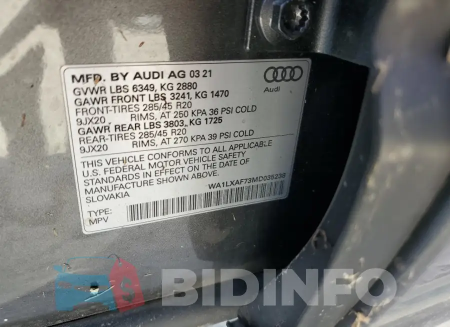 WA1LXAF73MD035238 Photo# 14