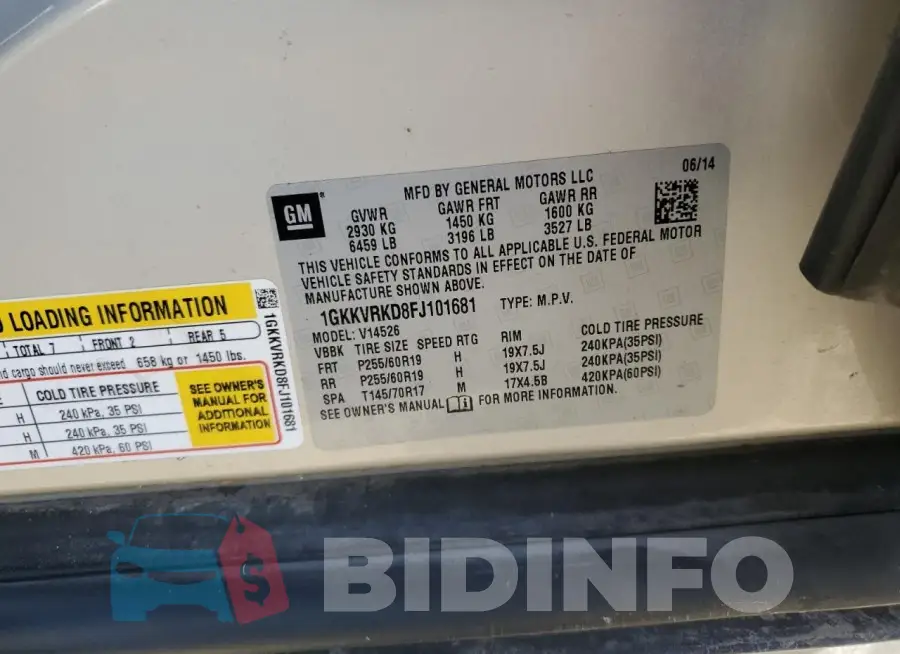 1GKKVRKD8FJ101681 Photo# 13