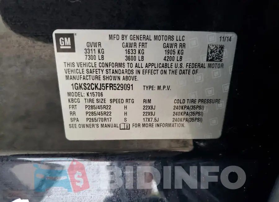 1GKS2CKJ5FR529091 Photo# 13