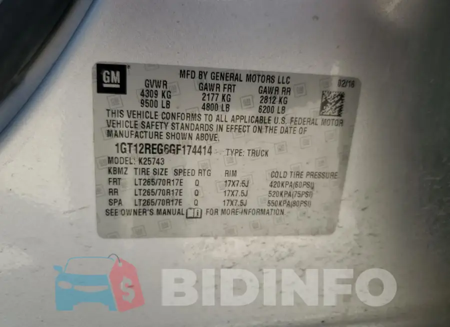 1GT12REG6GF174414 Photo# 13