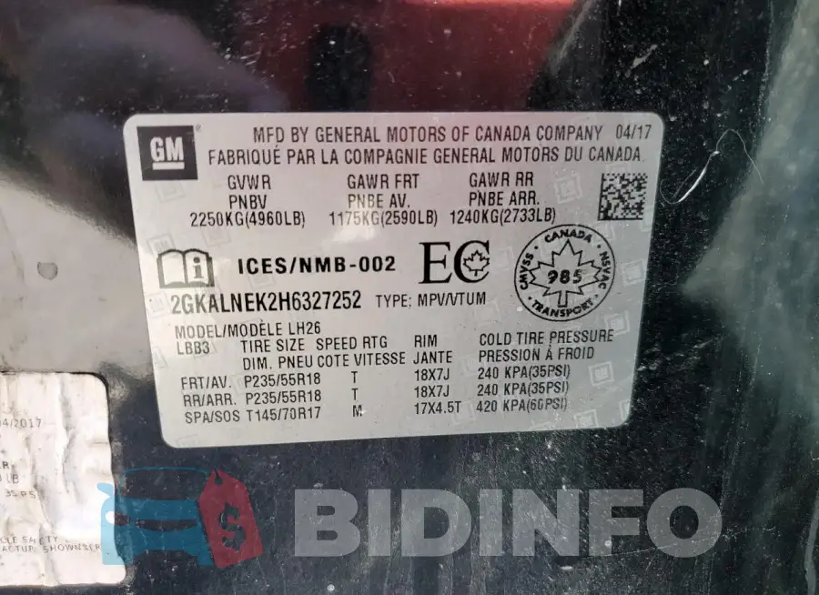 2GKALNEK2H6327252 Photo# 14