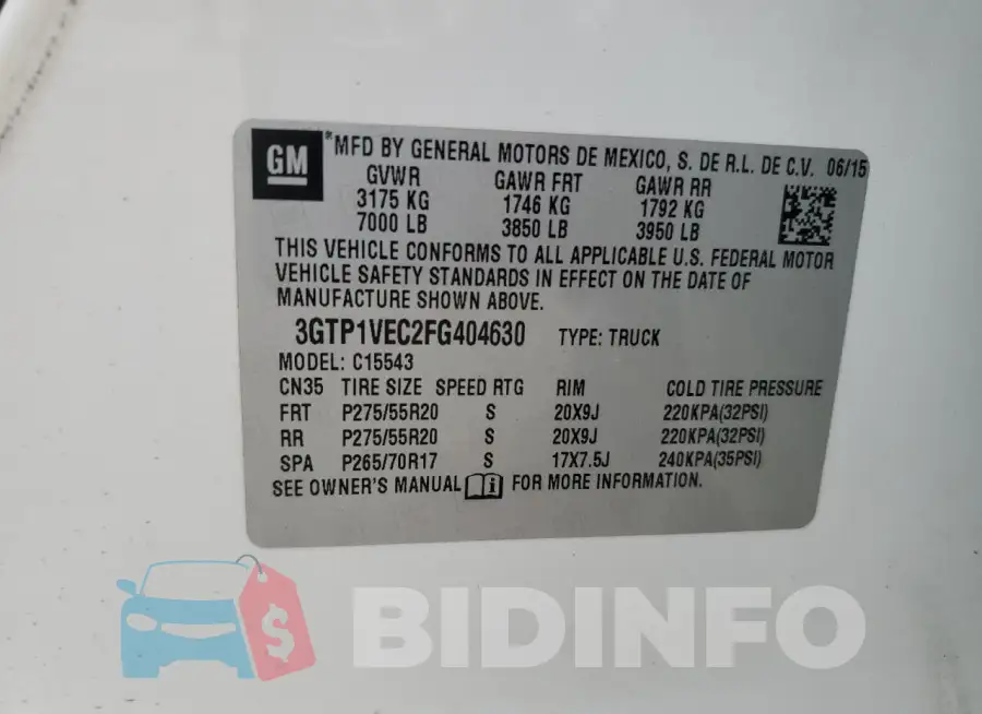 3GTP1VEC2FG404630 Photo# 13