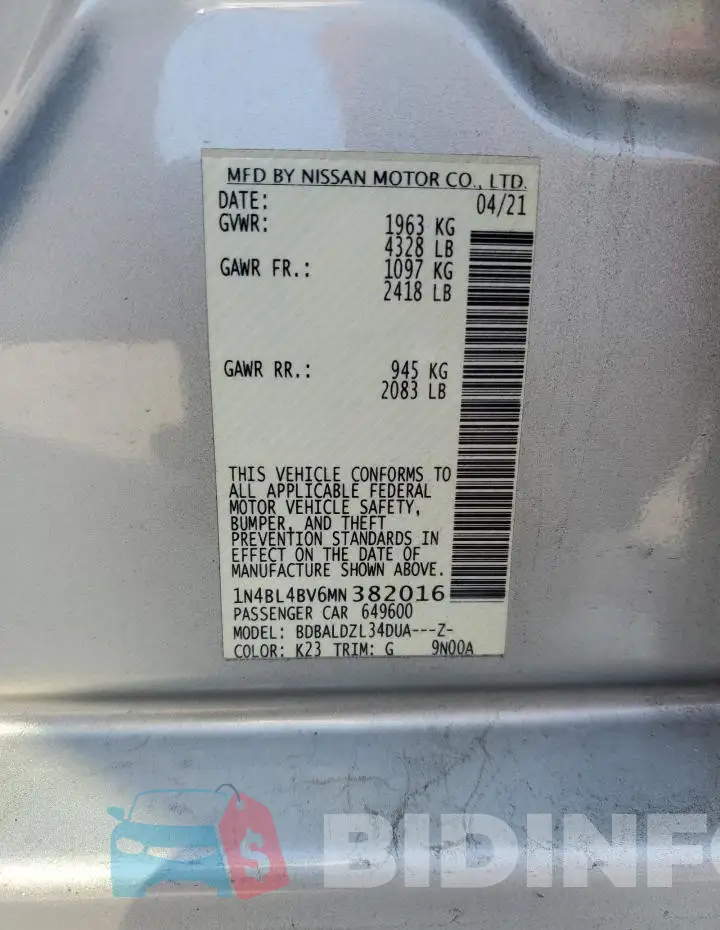 1N4BL4BV6MN382016 Photo# 12