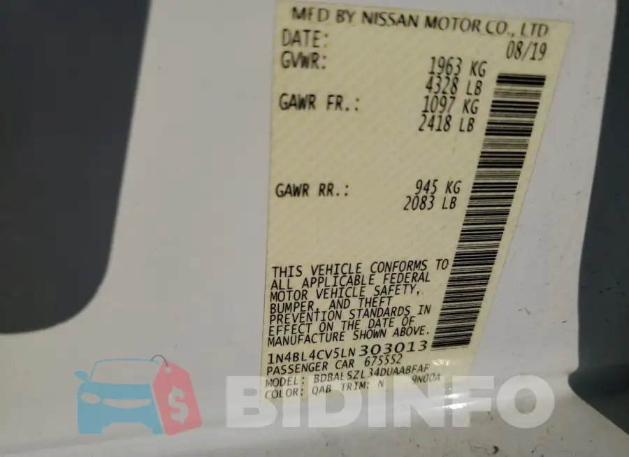 1N4BL4CV5LN303013 Photo# 12