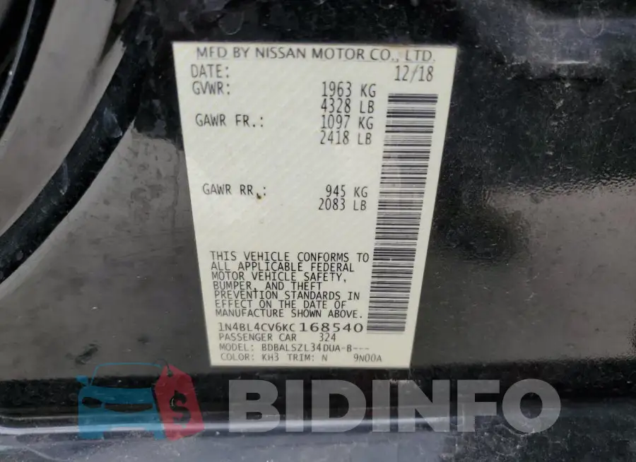 1N4BL4CV6KC168540 Photo# 12