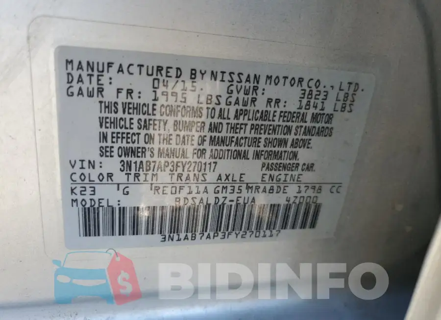 3N1AB7AP3FY270117 Photo# 12