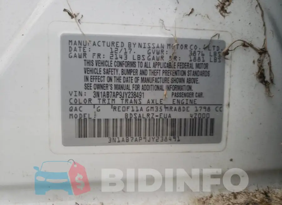 3N1AB7AP9JY238491 Photo# 13