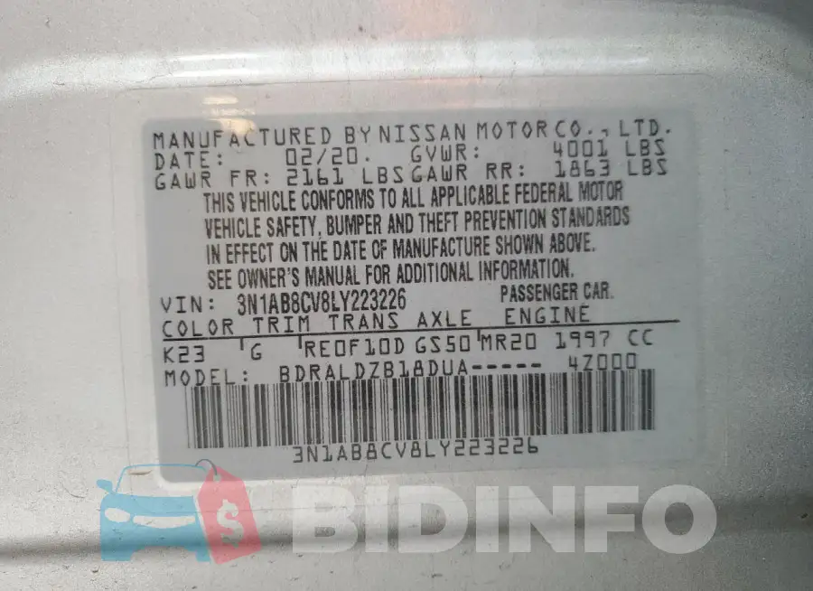 3N1AB8CV8LY223226 Photo# 12