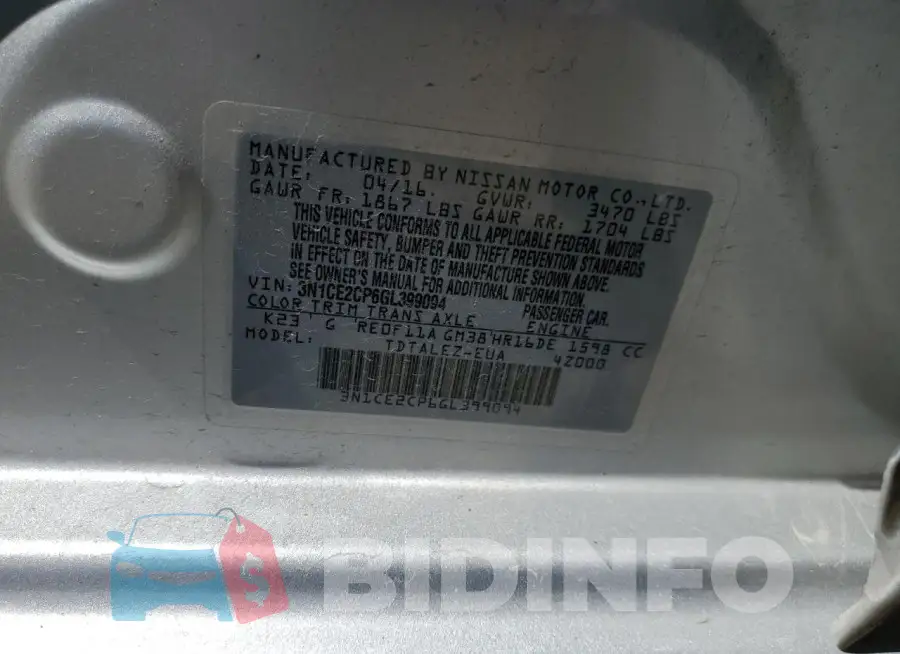 3N1CE2CP6GL399094 Photo# 12