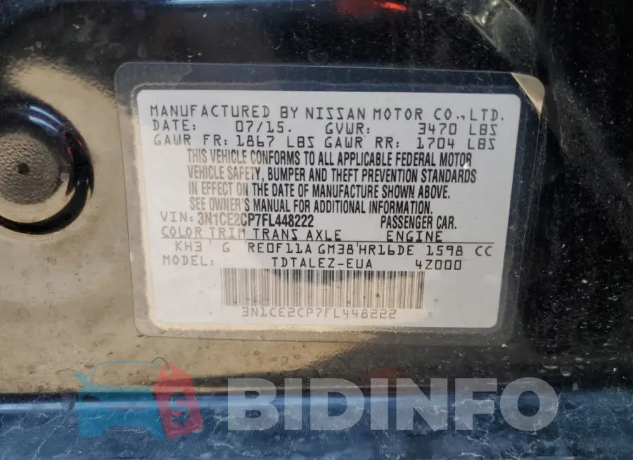 3N1CE2CP7FL448222 Photo# 13