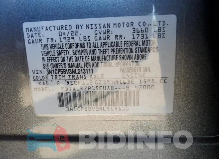 3N1CP5BV3NL513111 Photo# 12