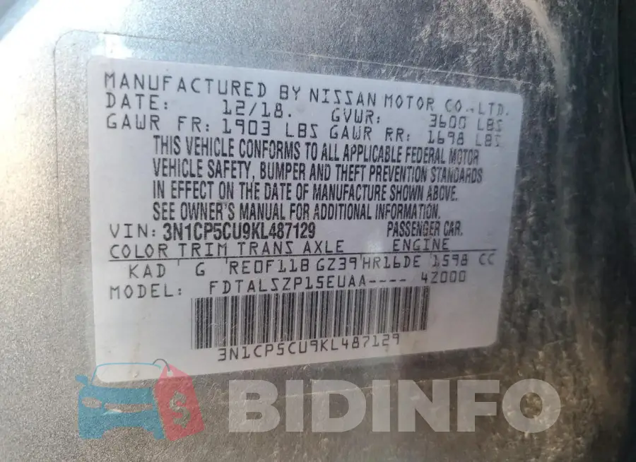 3N1CP5CU9KL487129 Photo# 12