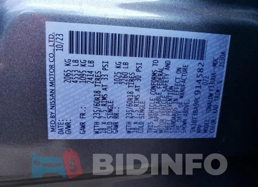 5N1BT3BA9PC914582 Photo# 14