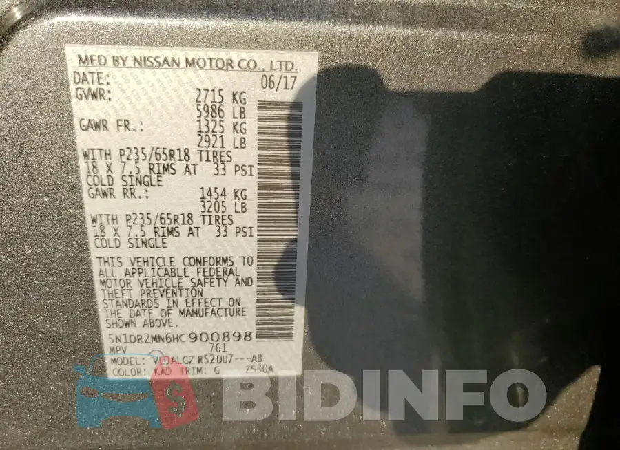 5N1DR2MN6HC900898 Photo# 13