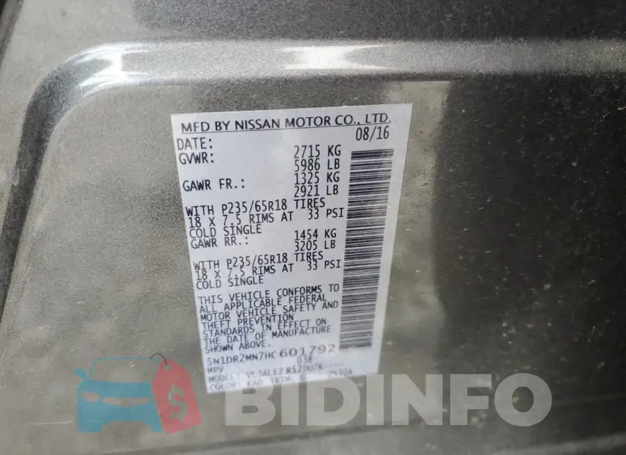 5N1DR2MN7HC601792 Photo# 13