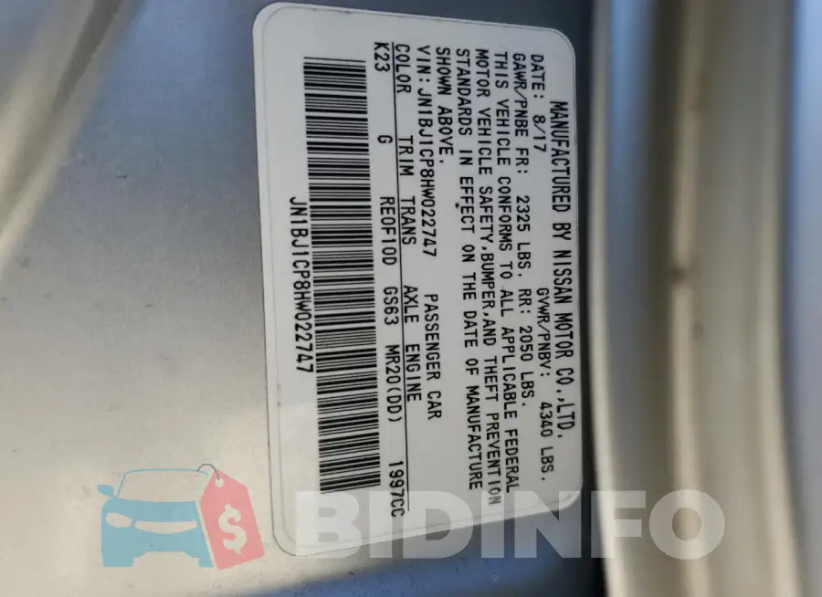 JN1BJ1CP8HW022747 Photo# 13