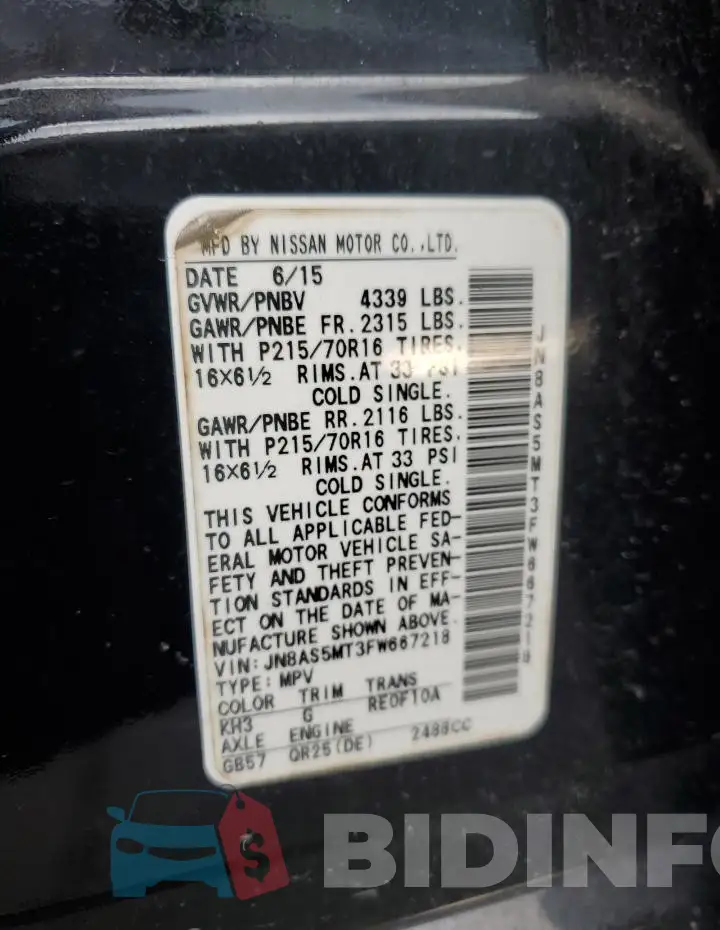 JN8AS5MT3FW667218 Photo# 14