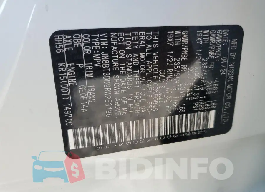 JN8BT3DD9RW253198 Photo# 12