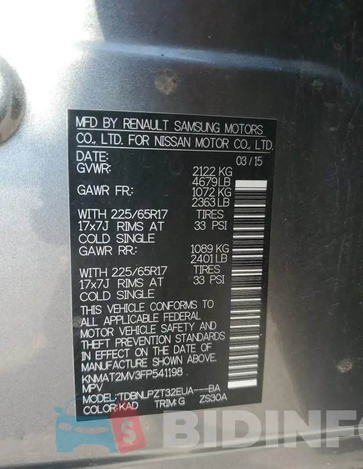 KNMAT2MV3FP541198 Photo# 13