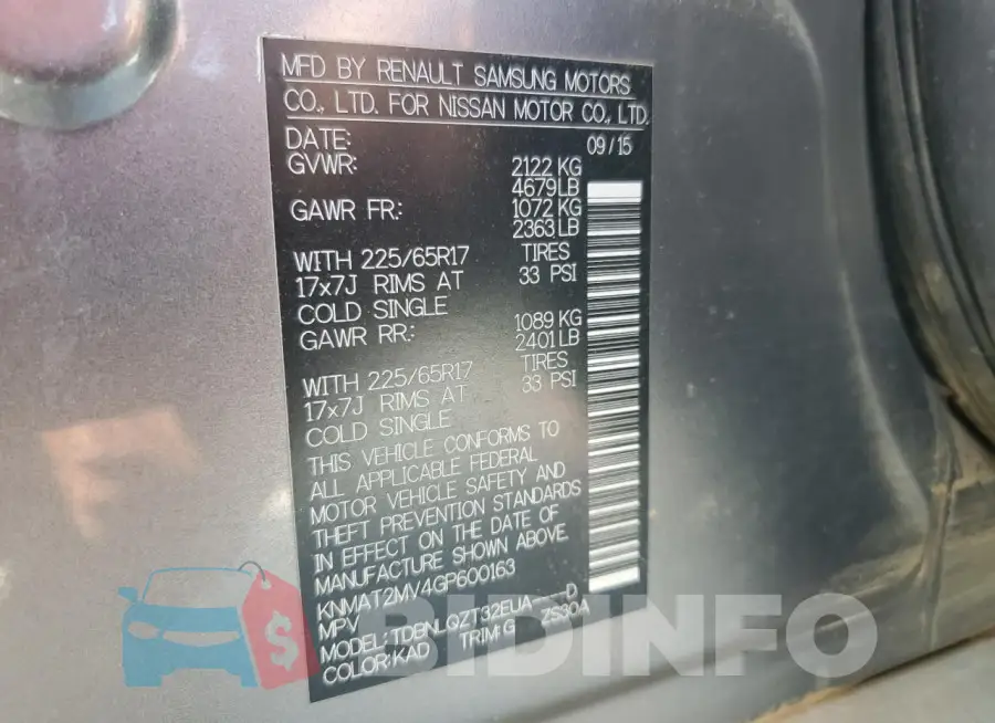 KNMAT2MV4GP600163 Photo# 13