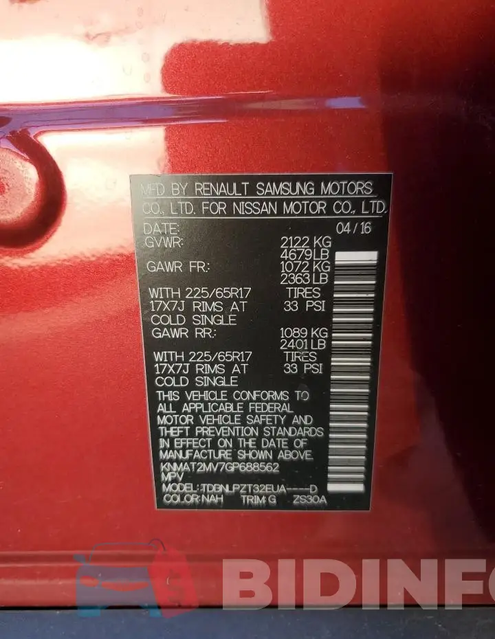 KNMAT2MV7GP688562 Photo# 13
