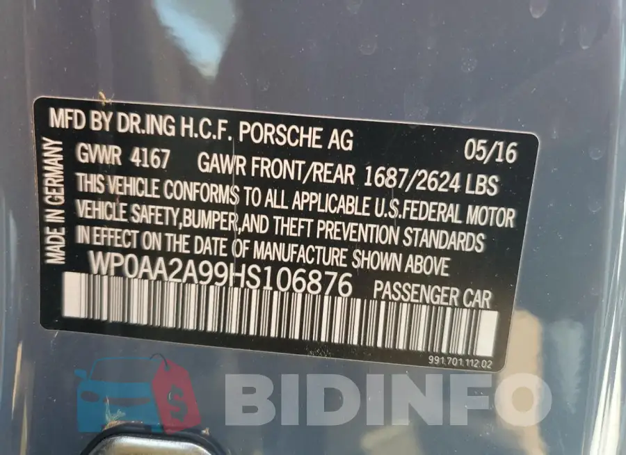 WP0AA2A99HS106876 Photo# 13