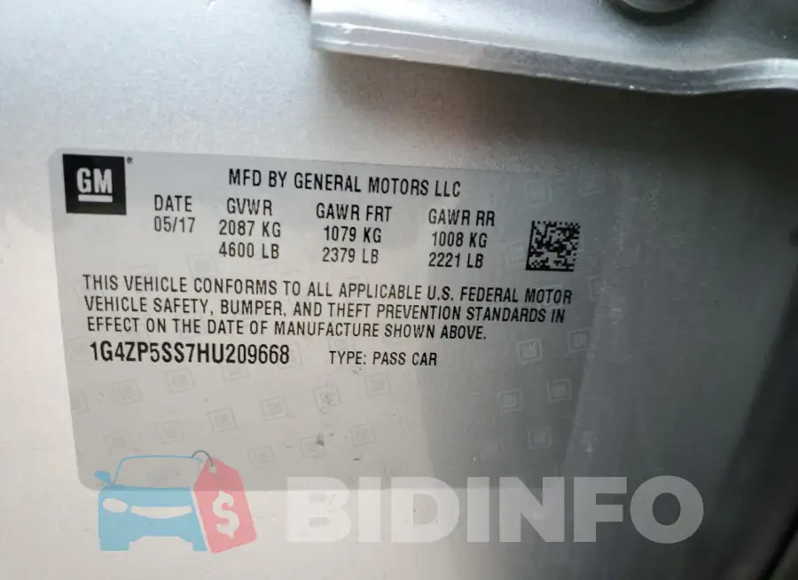 1G4ZP5SS7HU209668 Photo# 13