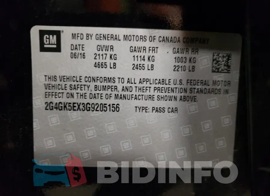 2G4GK5EX3G9205156 Photo# 12