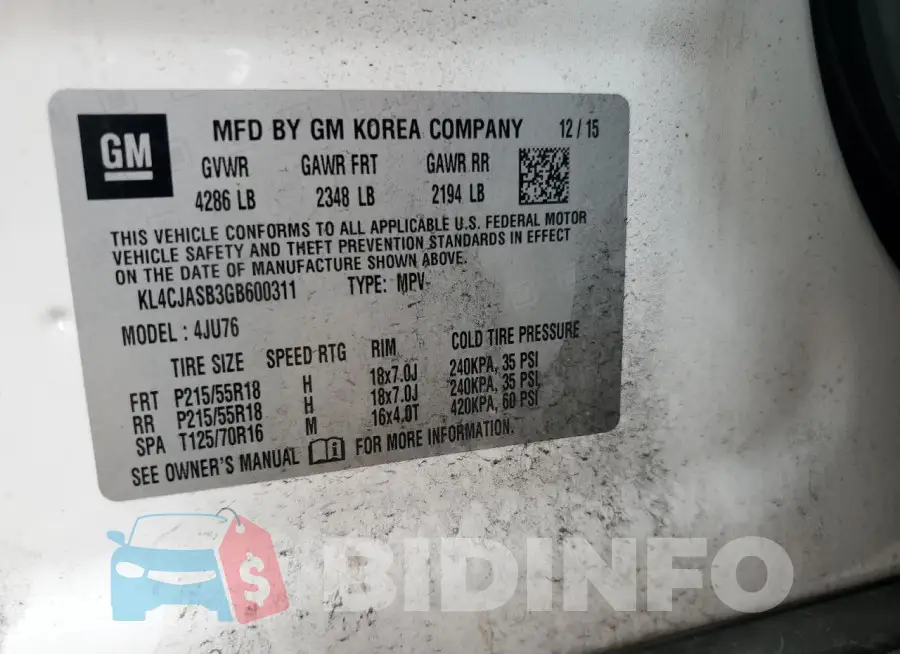 KL4CJASB3GB600311 Photo# 13