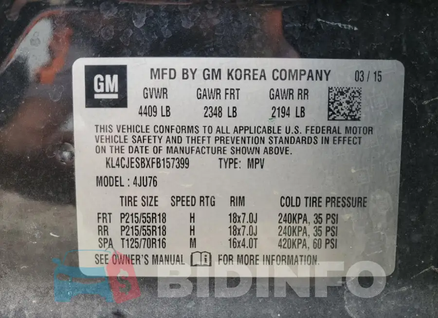 KL4CJESBXFB157399 Photo# 13