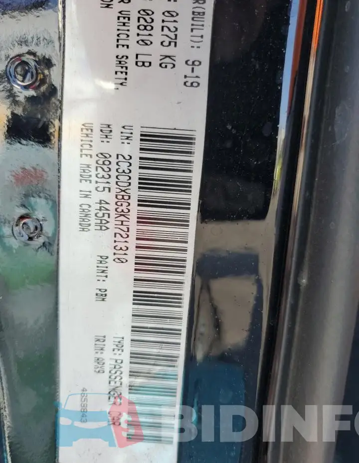 2C3CDXBG3KH721310 Photo# 12