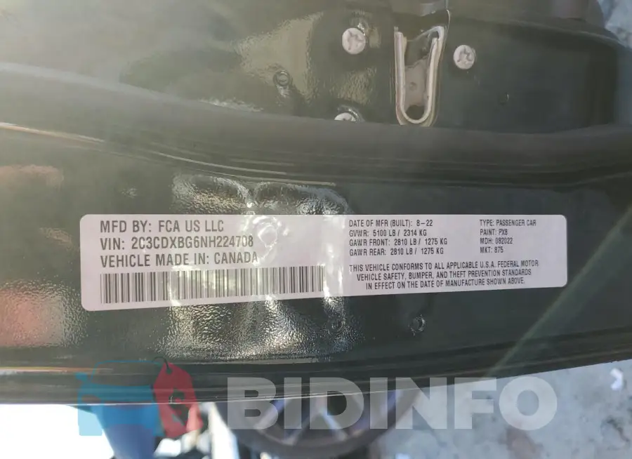 2C3CDXBG6NH224708 Photo# 12