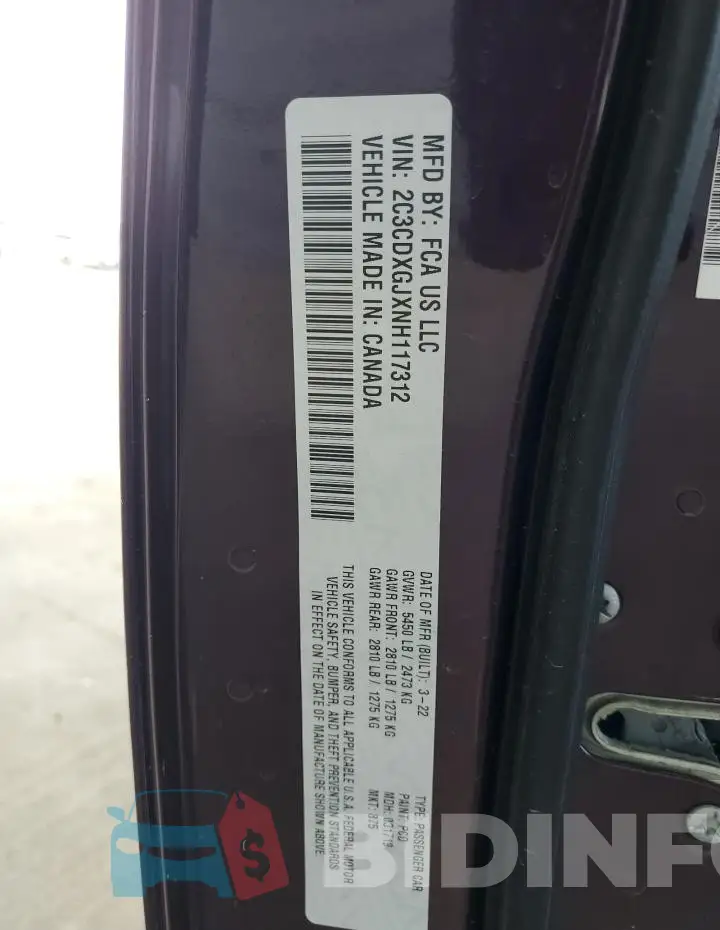 2C3CDXGJXNH117312 Photo# 12