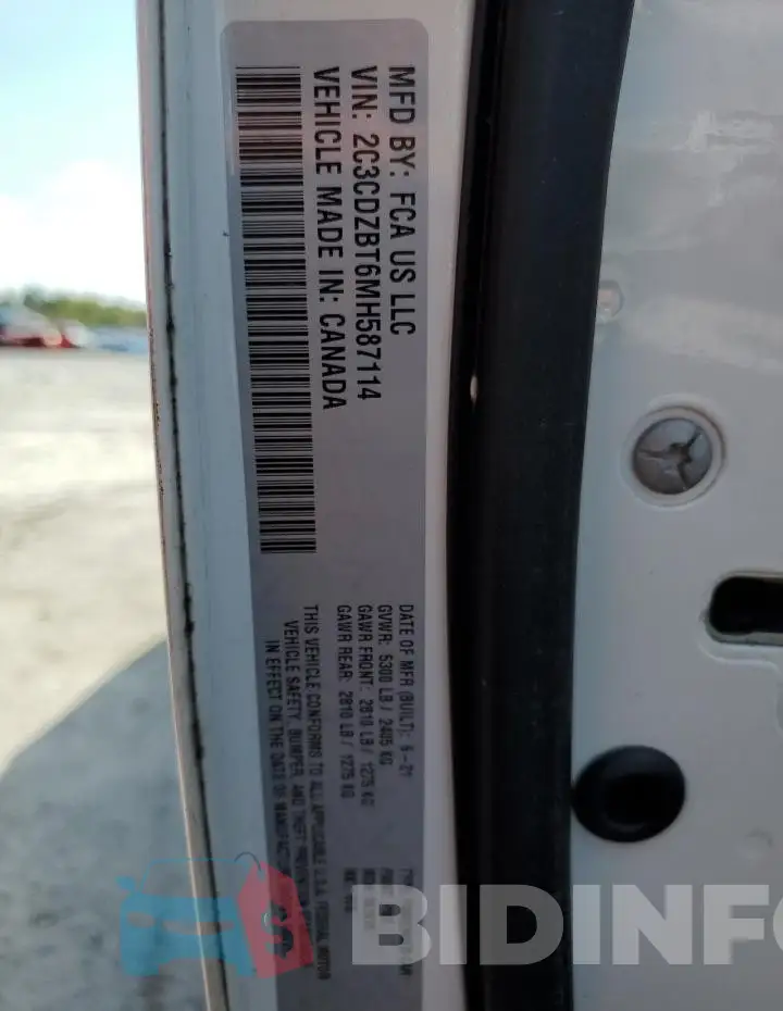 2C3CDZBT6MH587114 Photo# 13