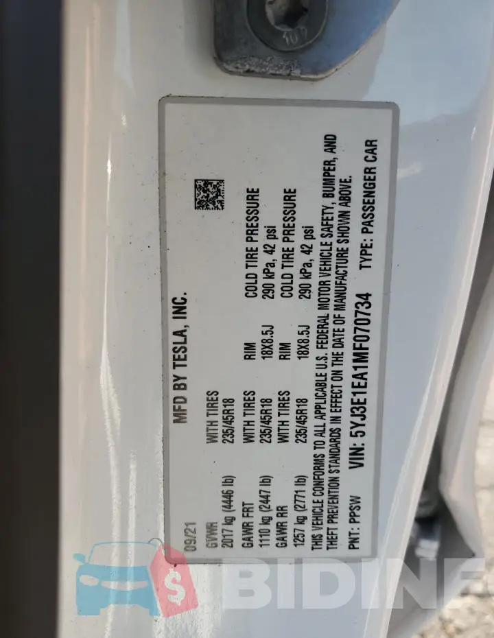 5YJ3E1EA1MF070734 Photo# 12