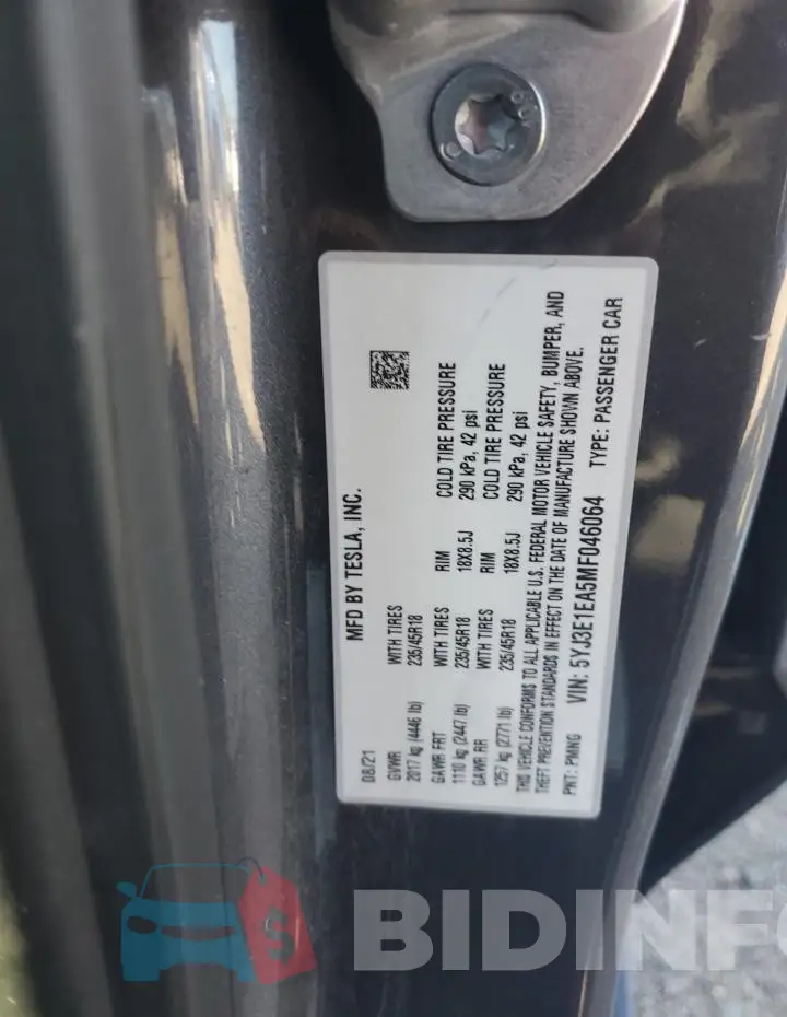 5YJ3E1EA5MF046064 Photo# 12