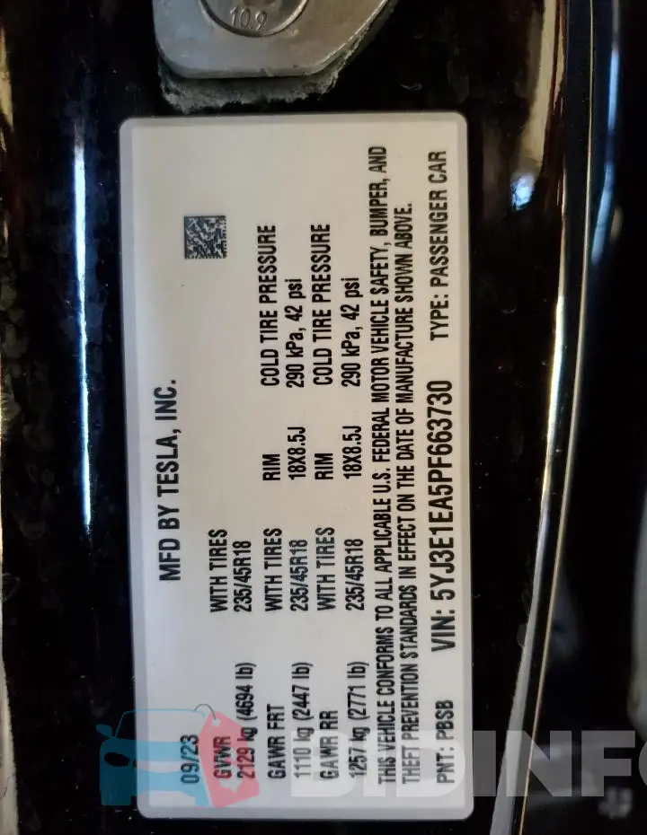 5YJ3E1EA5PF663730 Photo# 13