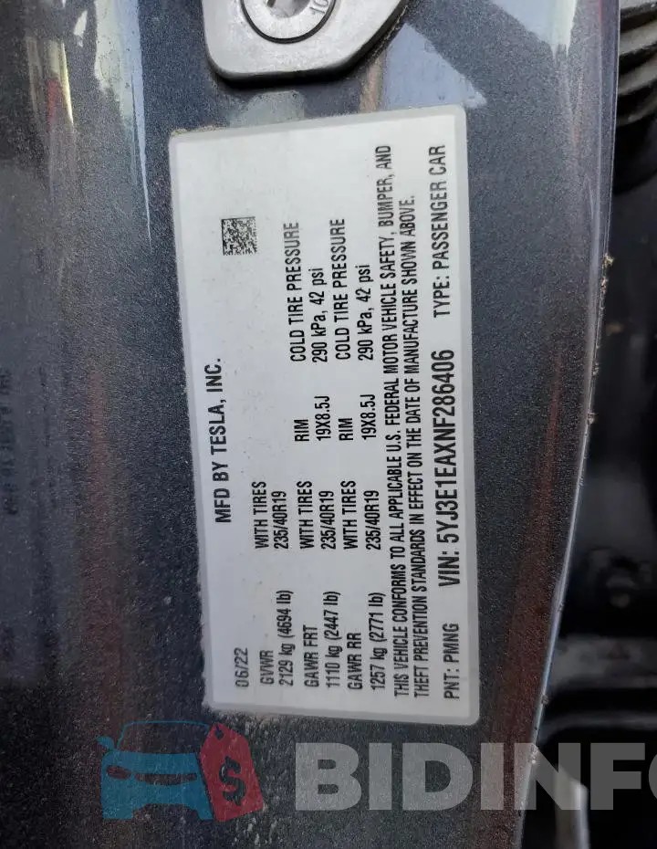 5YJ3E1EAXNF286406 Photo# 13