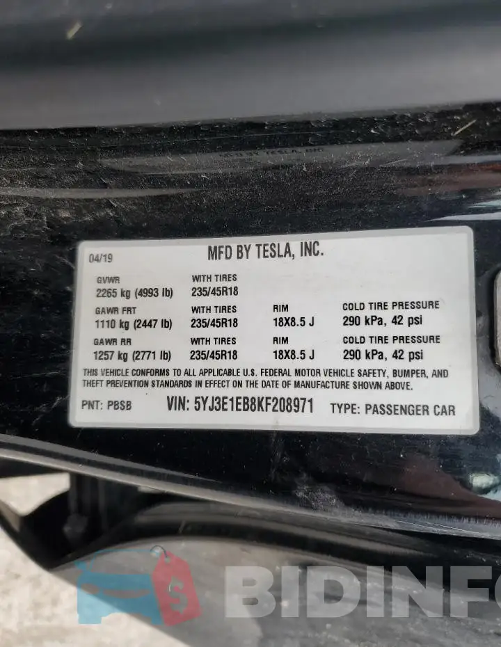 5YJ3E1EB8KF208971 Photo# 12
