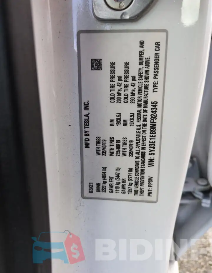 5YJ3E1EB9MF924345 Photo# 13