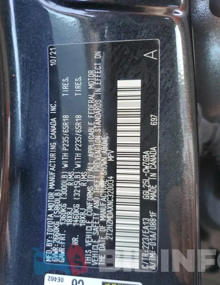 2T2HZMDAXNC320034 Photo# 13